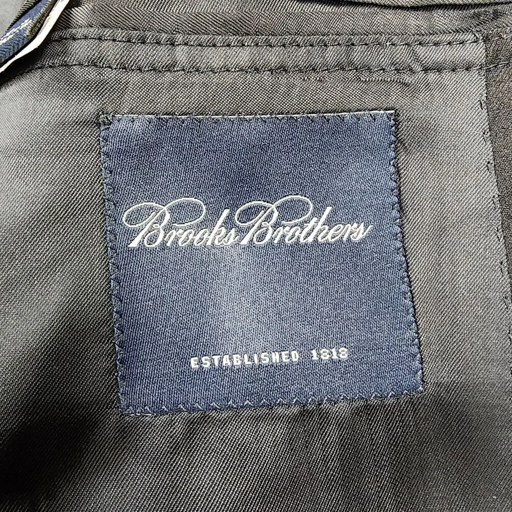 Brooks Brothers Blazer Mens 45 Reg Black Pinstripe Wool Cashmere Italy Sport